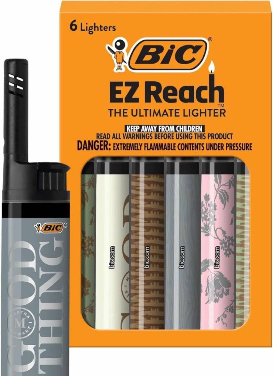 BIC EZ Reach Candle Lighter with Long Wand - 6-Pack Assorted Martha Stewart Designs for Easy Candle Lighting