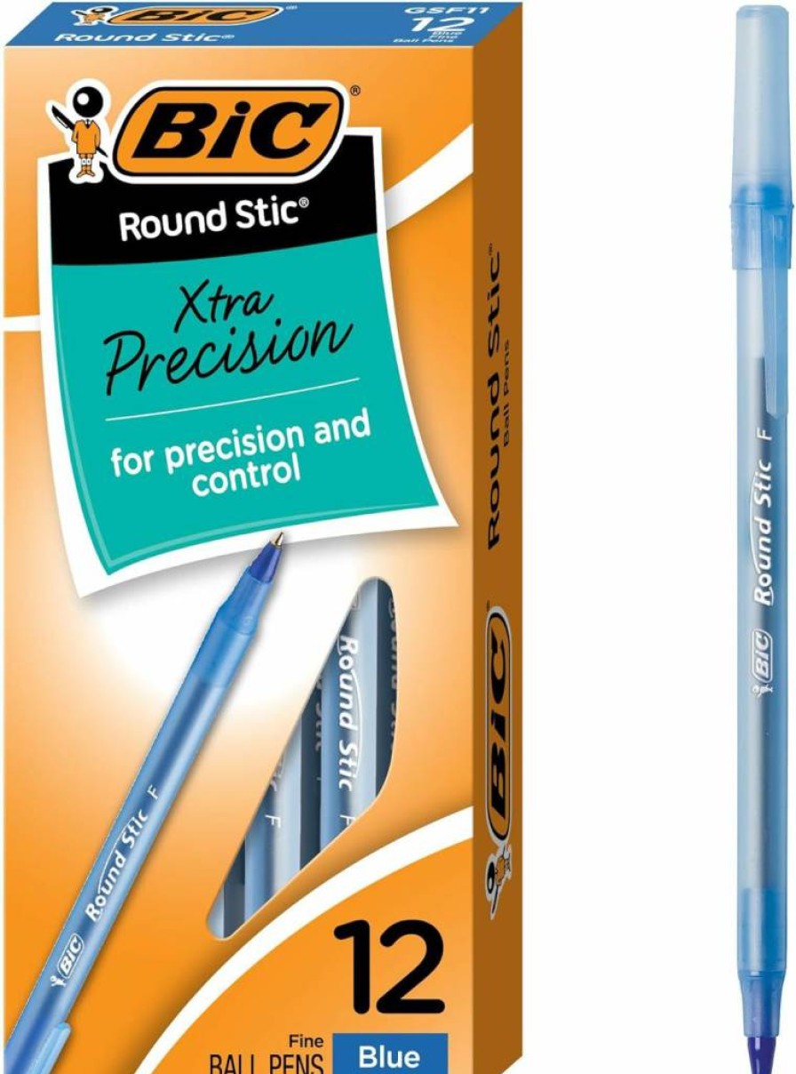 BIC Round Stic Xtra Life Ballpoint Pens, Medium Point 1.0mm, 10-Pack Bulk Black Pens, Comfortable Grip, Smooth Writing, Best-Selling Office & School Supplies