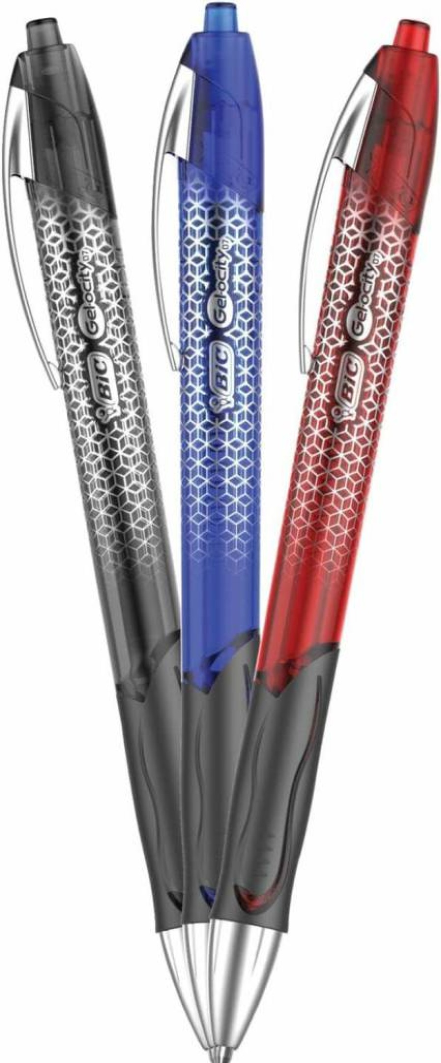 BIC Gel-Ocity Retractable Gel Pens, 0.7mm Medium Point, 3-Pack Assorted Colors