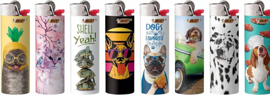 BIC Special Edition Animal Lover Maxi Pocket Lighters, 50-Pack Bulk Disposable Lighters with Decorative Designs