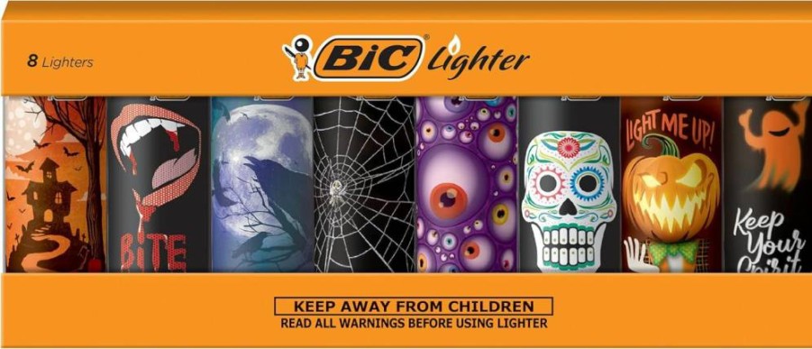 BIC Spooky Series Limited Edition Lighters - 8-Pack Halloween-Themed Collectible Lighters