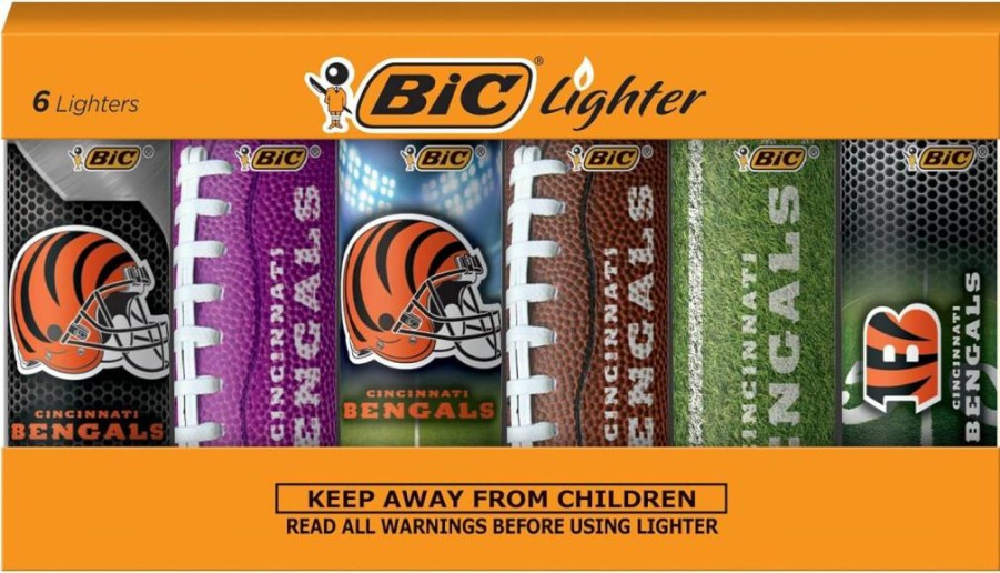 BIC Special Edition Cincinnati Bengals 6-Pack Collectible Lighters, Assorted Colors