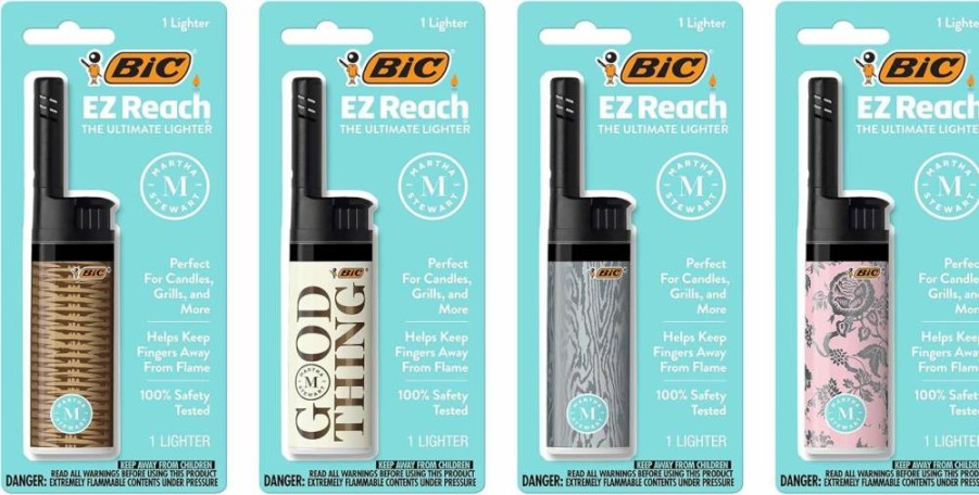 BIC EZ Reach Candle Lighter with Long Wand - 4-Pack Assorted Martha Stewart Designs for Easy Candle Lighting