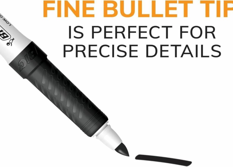 BIC Intensity Fine Tip Dry Erase Markers, Low Odor, 4-Color Assorted Set, Whiteboard Markers for Office & Classroom