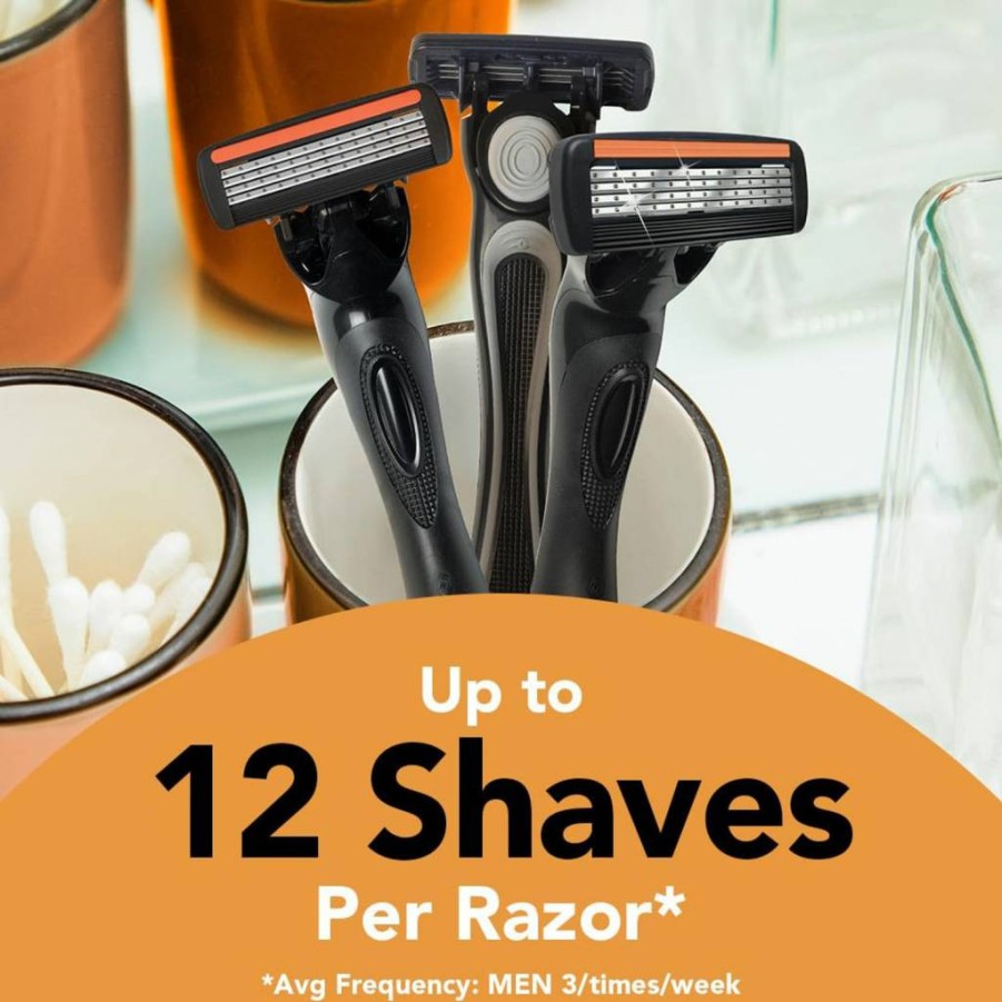 BIC Flex 4 Refillable Razor for Men with 4 Blades, 1 Handle & 8 Cartridges – 9-Piece Shaving Kit for Sensitive Skin, Long-Lasting Disposable Razors