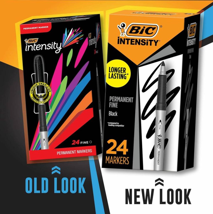 BIC Intensity Ultra Fine Point Permanent Markers, 12-Pack Blue Pens with Non-Slip Grip for Comfort & Precision