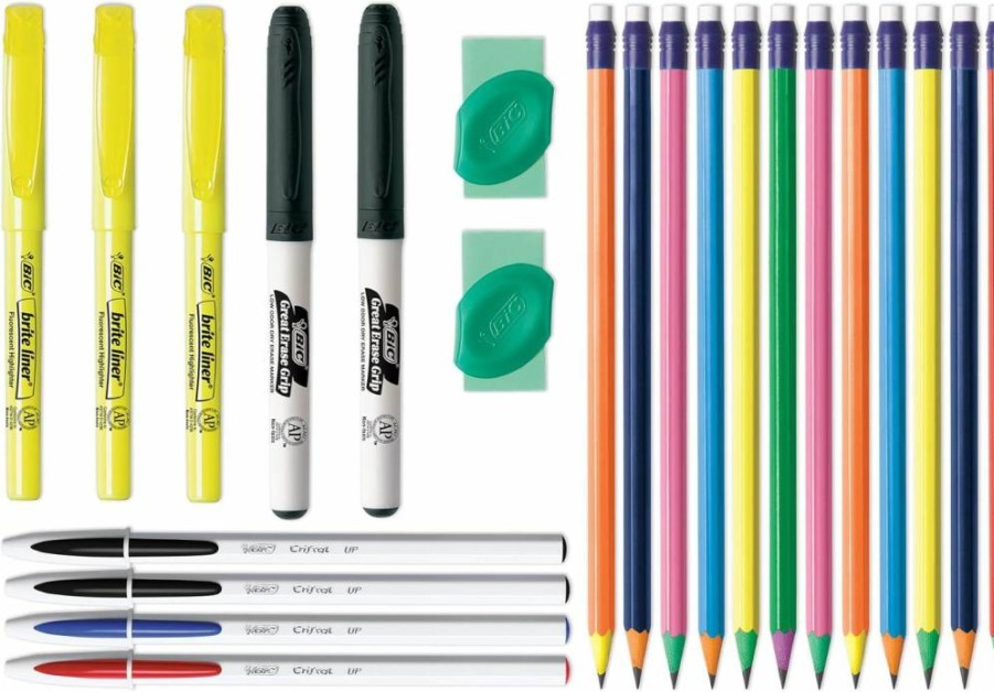 BIC Student Stationery Kit - 23-Piece Assorted School Essentials for Classroom & Homework
