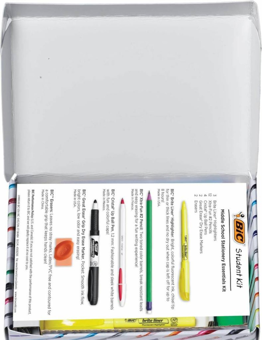 BIC Student Stationery Kit - 23-Piece Assorted School Essentials for Classroom & Homework