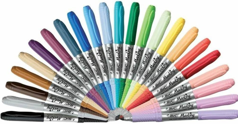 BIC Intensity Fashion Permanent Markers, Fine Point, 24 Assorted Colors, Pack of 24 (Packaging May Vary)