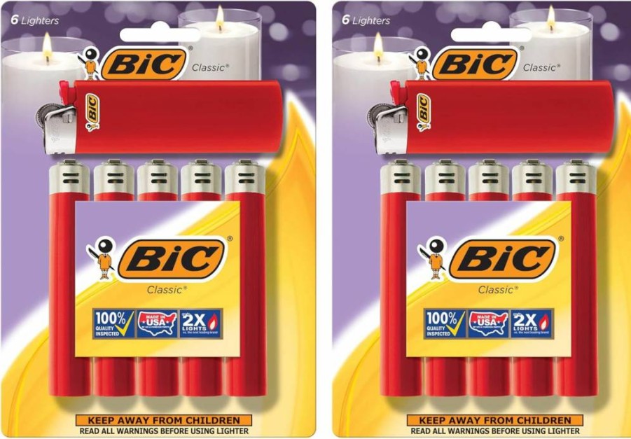 BIC Classic Maxi Pocket Lighter 12-Pack, Red, Assorted Packaging (Flame Lighter, Bulk Lighters)