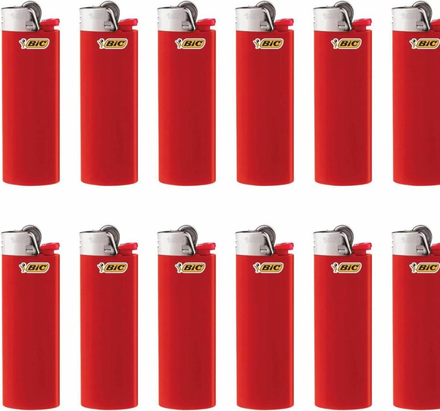 BIC Classic Maxi Pocket Lighter 12-Pack, Red, Assorted Packaging (Flame Lighter, Bulk Lighters)