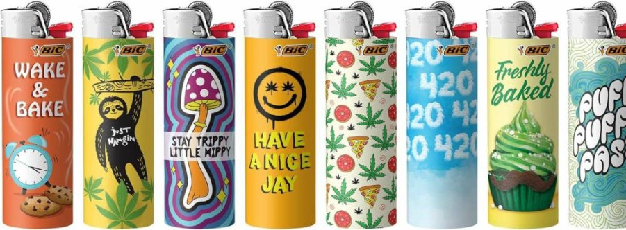 BIC Maxi Pocket Lighter 8-Pack, Special Edition Counterculture Series, Windproof Lighters for Everyday Use