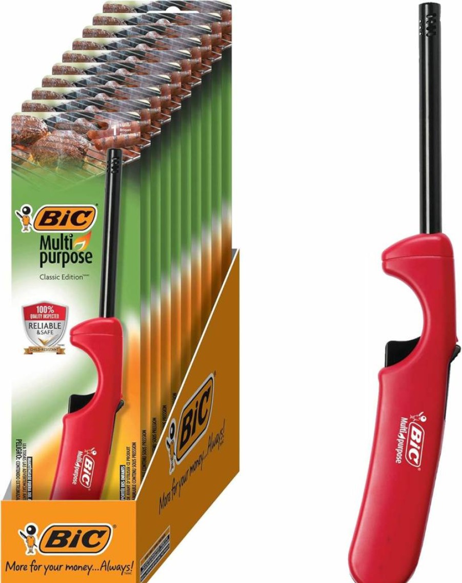 BIC Classic Collection Multi-Purpose Lighter with Long Metal Wand - 10 Pack for Candles, Grills, Fireplaces & More