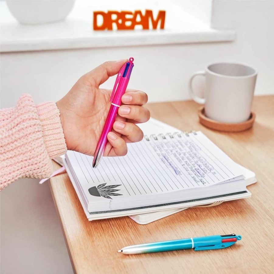 BIC 4-Color Retractable Ballpoint Pens, 1.0mm Medium Point, 12-Pack Assorted Colors, Smooth Writing Multicolor Pen Set for School & Office