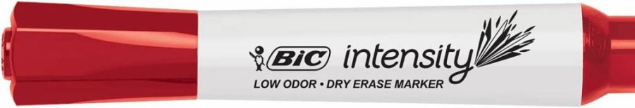 BIC Intensity Low Odor Dry Erase Markers, 12-Pack, Chisel Tip, Red, Non-Toxic, Clean Erasing, Whiteboard Markers for Office & Classroom