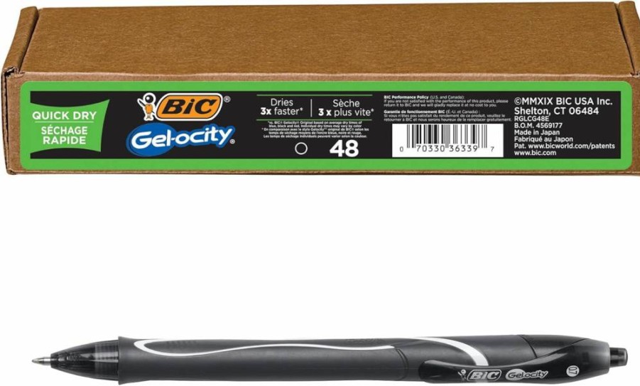 BIC Gelocity Retractable Gel Pens, 0.7mm Medium Point, 12-Pack Quick-Dry Assorted Colors, Comfort Grip for Smooth Writing